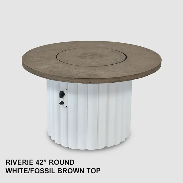 Riverie 42" White Base Round Fire Table by Outdoor Great Room - Image 6